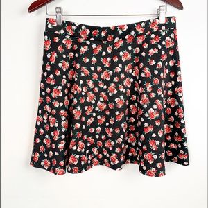 Olsenboye Skater Skirt Black Roses Large